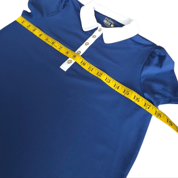 Lilly Pulitzer Luxeletic Frida Puff Sleeve Blue Polo Shirt Women's Size Small - Picture 4 of 15